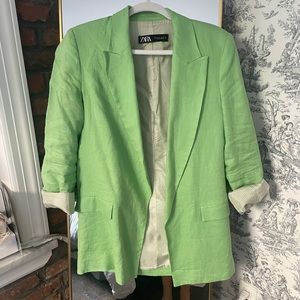 Green Linen Zara Blazer